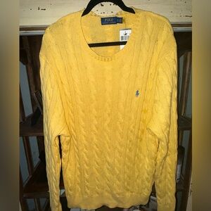 Ralph Lauren Yellow Cable Knit Crewneck Sweater